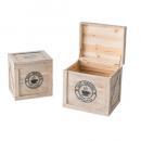 ボックス2個セット ライトブラウン 木製 ナチュラル 天然木 収納ケース 箱 幅36~42