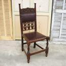 チェアー(革張)3 アンティーク調 おしゃれ 木製 椅子 チェア 高級感 ブラウン 高さ106