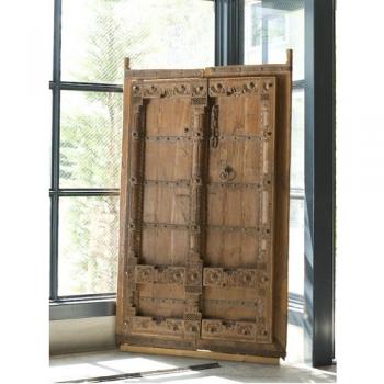 ドア 木製 ミディアムブラウン アンティーク調 シャビー 窓 おしゃれ 飾り 高さ177