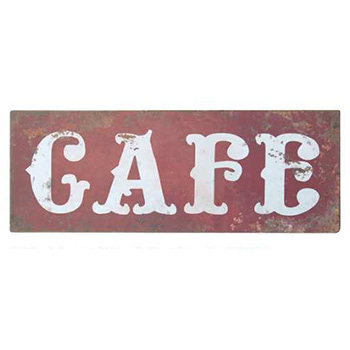 レトロアイアンサインプレートF ヴィンテージ 壁掛けディスプレイ  CAFE レッド インテリア
