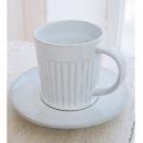 レント・コーヒーカップ&ソーサー 4個セット 食器 陶器 ホワイト おしゃれ 手作りの風合い
