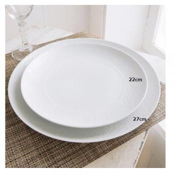 クリーパー・プレート22cm 4個セット 食器 陶器 ホワイト おしゃれ お皿 シンプル 繊細な模様