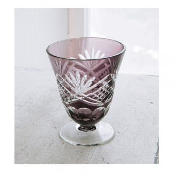 ボルドーキリコグラス 4個セット グラス おしゃれ エレガント カービング 彫刻 ガラス きれい