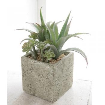 サキュレントポット・アガベ 4個セット おしゃれ ディスプレイ フェイクプランツ 造花 植物