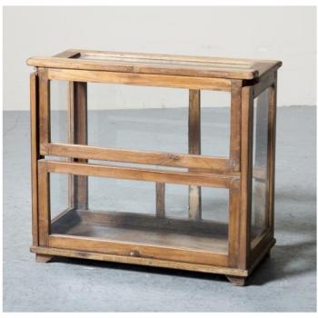 ミニキャビネット アンティーク家具 おしゃれ 木製 ナチュラル ガラス ラック 北欧調 スライド