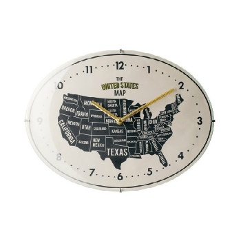 掛け時計 アメリカ 地図 USA オシャレ アイボリー