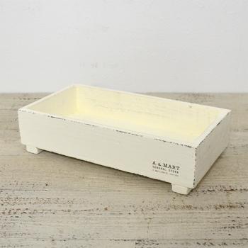 ボックスプランター M ホワイト 木製 カントリー調 収納ボックス かわいい ナチュラル 箱