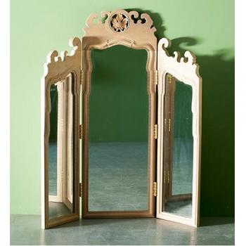 ミラー アンティーク家具 おしゃれ 木製 ナチュラル ディスプレイ 三面鏡 飾り彫り エレガント