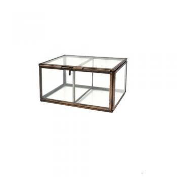 ブラスガラスボックス2ティア ガラス雑貨 植物 ディスプレイ おしゃれ テラリウム ケース 幅155