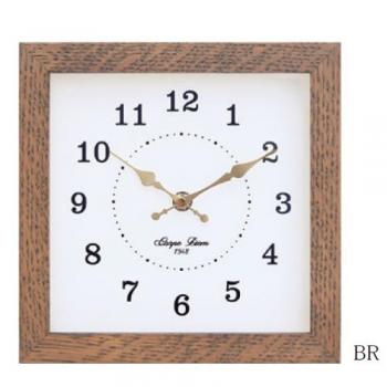 バウムクロック01-BR ブラウン 木製フレーム 北欧 おしゃれ 壁掛け 時計 スクエア