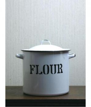 フラワー缶22cm O/L ホーロー キッチン用品 食材保存 おしゃれ 白 ホワイト アンティーク調