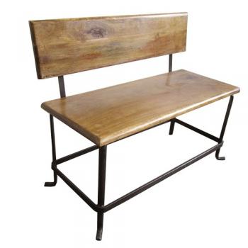 マンゴーウッドベンチ ライトブラウン 木製 アイアン アンティーク調 モダン 椅子 小型 幅68