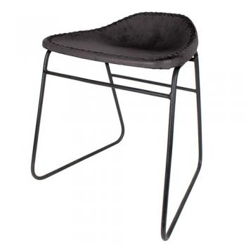 レザースツール ブラック 水牛 本革 かっこいい 椅子 おしゃれ ハンドメイド アイアン 高さ52