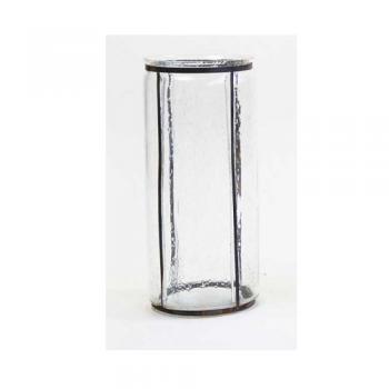 バブルガラス アイアン ライン フラワーベース (L) 花瓶 クリア おしゃれ 直径16