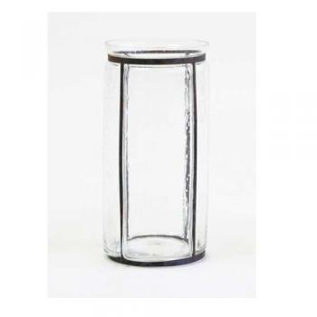 バブルガラス アイアン ライン フラワーベース (M) 花瓶 クリア おしゃれ 直径14