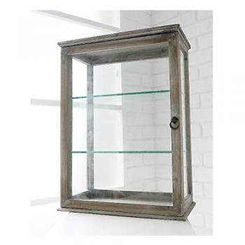 ゴルド・コレクションシェルフ アンティーク調 ディスプレイ 木製 棚 ガラス ブラウン 高さ60