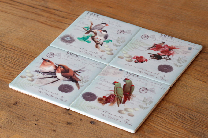 タイルコースター バード02鳥 アンティーク