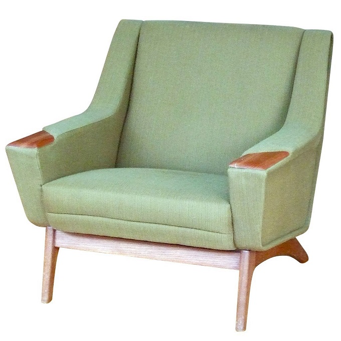 green teak arm accent chair