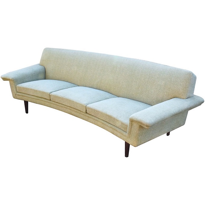 GREEN CURVED 3SEAT SOFA