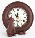 キャット&マウス CLOCK ネコ かわいい 置き時計 アンティーク調 ブラウン 茶