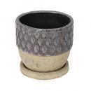 GEOMETRIC POT ROUND-B M GRAY プランター テラコッタ 直径15