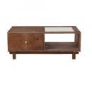 "DARCEY'' PINE TABLE GLASS TOP センターテーブル 木製 高さ40
