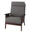 ソファ ハイバック 1人掛 天然木 ファブリックソファ 布 グレー 重厚感 おしゃれ 椅子 幅71