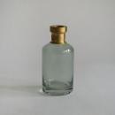 GLASS フラワーベース BRASSカバー GN 花瓶 グリーン 高さ17