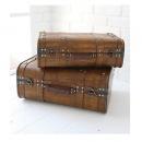 ラスティ・アールトランク2点セット アンティーク調 シャビー ブラウン おしゃれ 収納 ディスプレイ