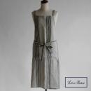 フルエプロン リネン ストライプ サンク NT 麻 ナチュラル グレー 長さ90