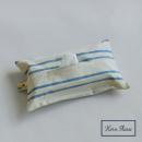 ティッシュカバー ヘイズ ストライプ BL ナチュラル ブルー コットン 長さ32