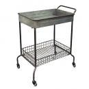 ドロールキャスターカート アンティーク調 プランタースタンド アイアン グレー ワゴン 高さ82