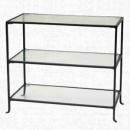 ガラスラック ガラス天板 アイアン脚 鉄脚 黒 3段 お洒落 おしゃれ 棚