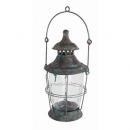 アンティーク調ガラスランタン シャビー レトロ お洒落 キャンドル ブラック 黒　Lサイズ