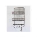 ワイヤー壁掛けラック フック付き ブリキ　シャビー アンティーク調 アイアン お洒落 ラック 棚