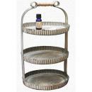 ブロカント3段シャビーラック アンティーク調 アイアン ブリキ お洒落 おしゃれ 棚