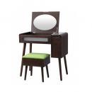 ドレッサー&スツールセット シンプルモダン おしゃれ ダークブラウン 茶 ウッド 丸みのある