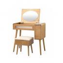 ドレッサー&スツールセット シンプルモダン おしゃれ ナチュラル ウッド 丸みのある