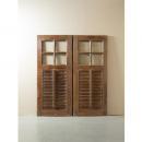 窓扉 木製 ミディアムブラウン アンティーク調 シャビー 窓 おしゃれ 飾り 高さ125