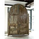 ドア 木製 ミディアムブラウン アンティーク調 シャビー 窓 おしゃれ 飾り 高さ262