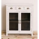 マンゴーウッドキャビネット(ホワイト) 棚 小ぶり アンティーク調 おしゃれ ナチュラル 高さ80