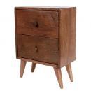 チーク脚付2段引出ボックス 棚 ミディアムブラウン アンティーク調 チェスト チーク 幅20