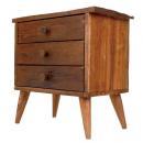 チーク脚付3段引出ボックス 棚 ミディアムブラウン アンティーク調 チェスト チーク 幅25.5