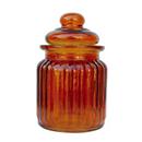 ガラス キャニスターC 小瓶 ポット ブラウン茶 蓋 おしゃれ 小物入れ ディスプレイ 4個セット