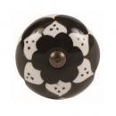 セラミックノブ 3個セット 陶器 アンティーク調 綺麗 フラワー ブラック DIY 直径4