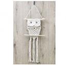 マクラメフクロウタペストリー ホワイト おしゃれ インテリア雑貨 かわいい 高さ60