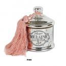 タッセル付ガラスキャニスター ピンク 2個セット アンティーク調 おしゃれ 小物入れ 高さ12