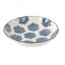 ハンドスタンプセラミック波皿(フラワー) ホワイト おしゃれ 陶器 プレート 直径21