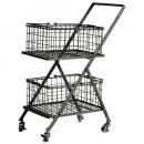 DUAL BASKET CART バスケット かご ヴィンテージ調 収納 おしゃれ ブラック 黒