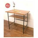 I&W デスク BR ブラウン ナチュラル 机 ウッド ブラック おしゃれ シンプル パイプ 棚付き